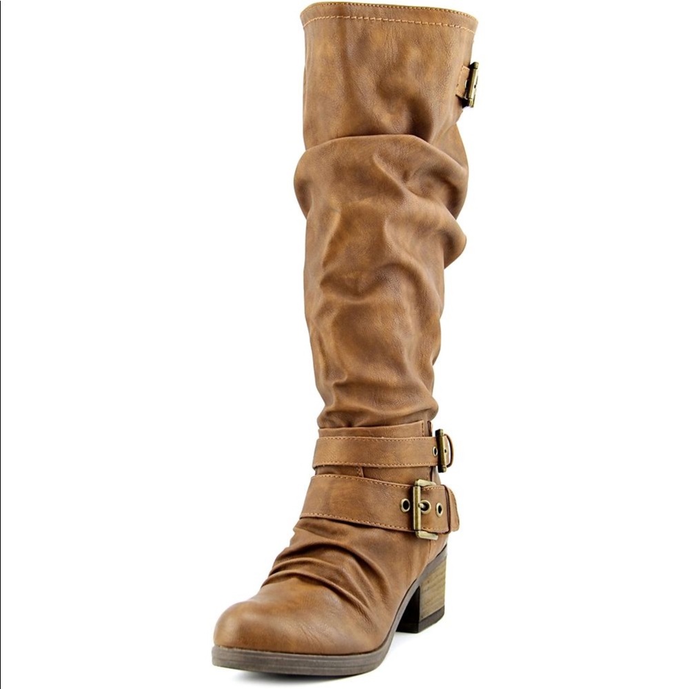 Wide calf brown boots